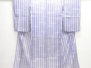 アンティーク　絽縞に霞模様着物